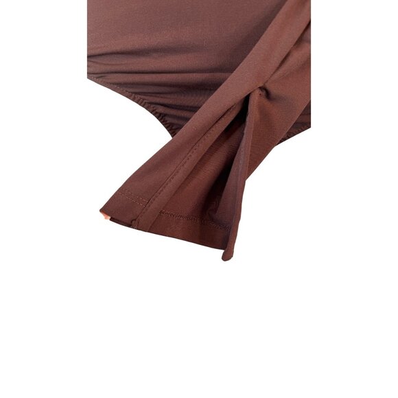 Zara Brown Small Long Sleeve Collared Bodysuit Snap Closure - Picture 7 of 14